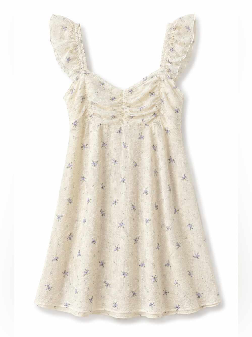 No Boundaries Cream Sundress with Blue Floral Print